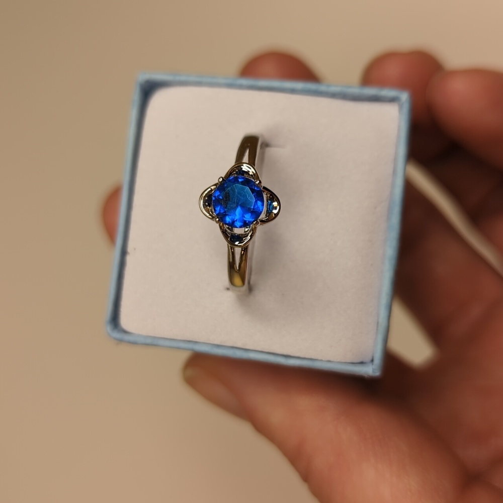 Fragrant Jewels Size 8.5 Ring Round Blue Silver Band NWOT
